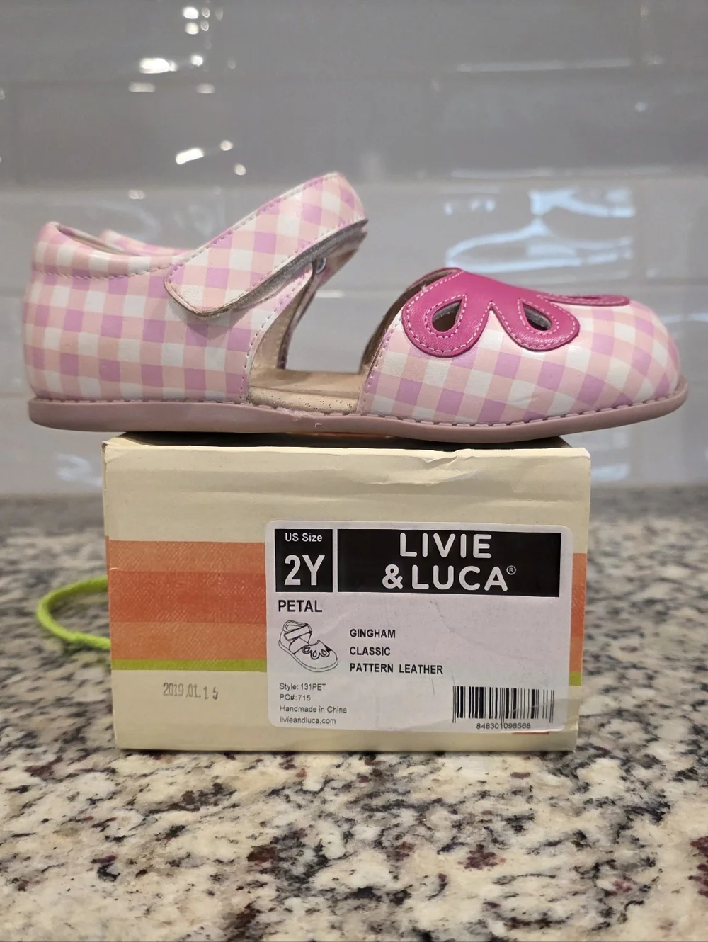 LIVIE & LUCA x Matilda Jane Girls Petal Gingham Leather Mary Jane Size 2Y